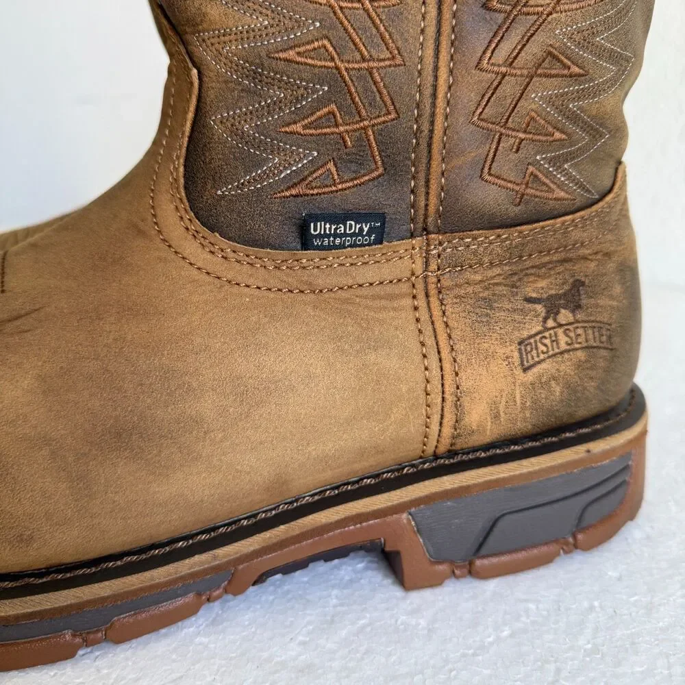 Irish Setter Men's Marshall 83912 Work Boots 14D Brown Leather Steel Toe Safety